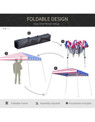 Carpa Plegable 3x3m Genérico con Techo de Bandera Americana