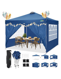 Carpa Plegable COBIZI 3x3m Impermeable con 4 Paredes Laterales