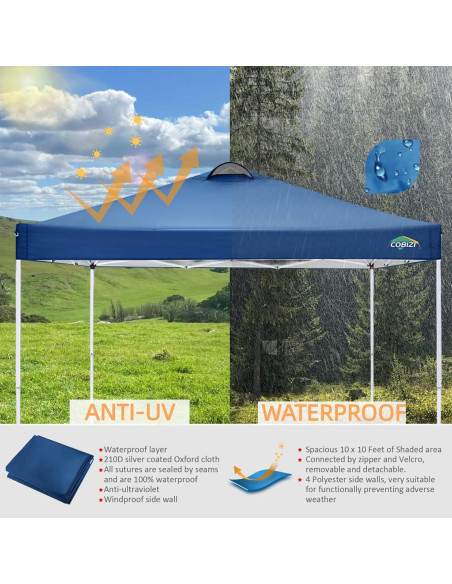 Carpa Plegable COBIZI 3x3m Impermeable con 4 Paredes Laterales