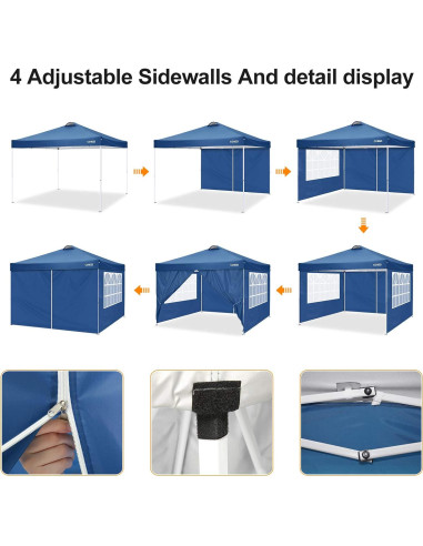 Carpa Plegable COBIZI 3x3m Impermeable con 4 Paredes Laterales