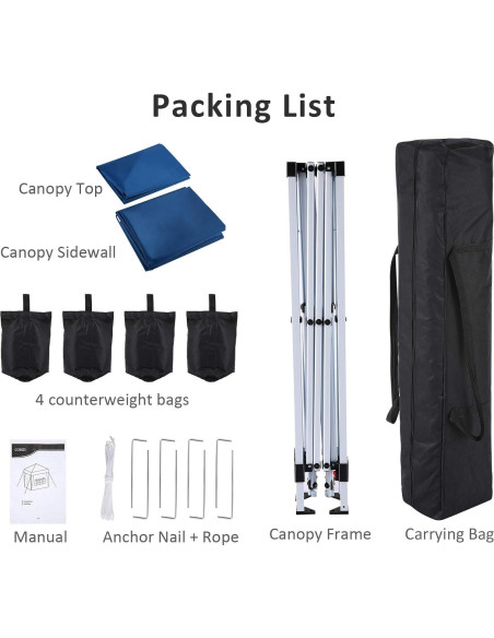 Carpa Plegable COBIZI 3x3m Impermeable con 4 Paredes Laterales