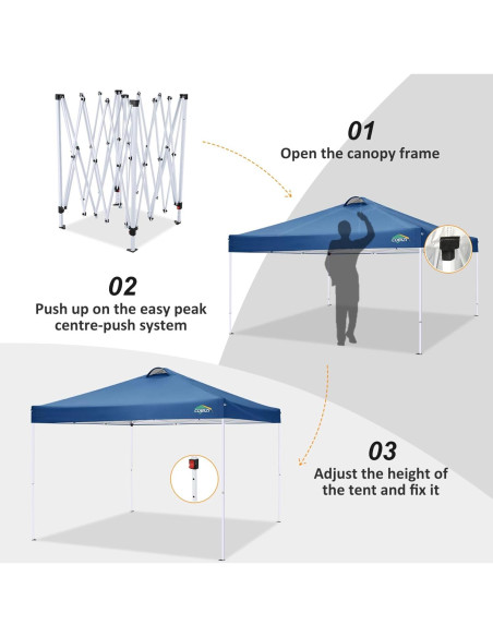 Carpa Plegable COBIZI 3x3m Impermeable con 4 Paredes Laterales