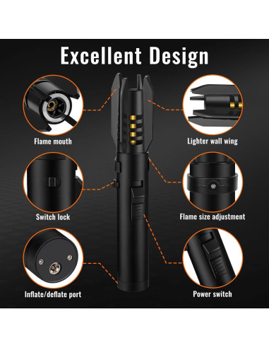 Encendedor de Antorcha Butano Honitra V1 Negro Ajustable