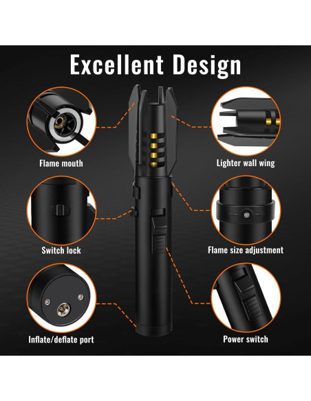 Encendedor de Antorcha Butano Honitra V1 Negro Ajustable