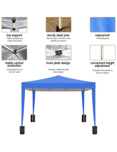 Carpa Plegable 3x3m Susici Azul Impermeable UV50 para Eventos 2