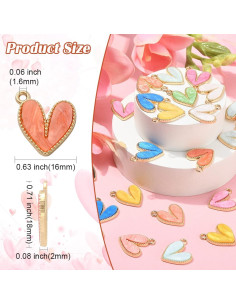 Encantos Acrílicos de Corazón UR URLIFEHALL 40 Pcs 8 Colores 2