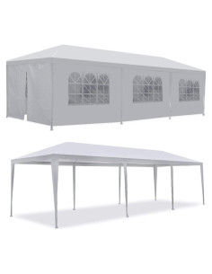Carpa Gazebo 3x9m JungleA con Paredes Desmontables Blanca