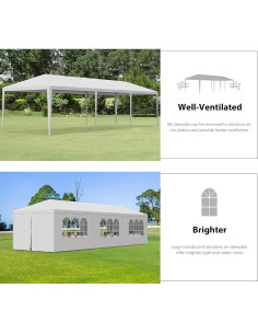 Carpa Gazebo 3x9m JungleA con Paredes Desmontables Blanca 2
