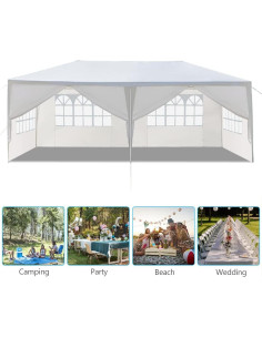Carpa Gazebo 3x6m GOODSILO con 6 Paredes Removibles Blanca 2