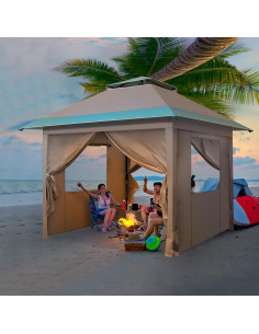 Carpa de Dosel Desplegable 3x3m HopeHope con Paredes Laterales 2