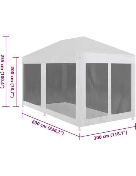 Carpa de Fiesta 6x3m EVERSTRO con Paredes de Malla y Accesorios