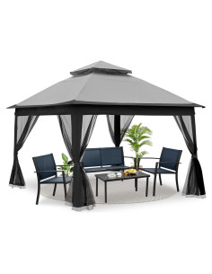 Gazebo Plegable GOWE 3.35x3.35m con Mosquitera Desmontable
