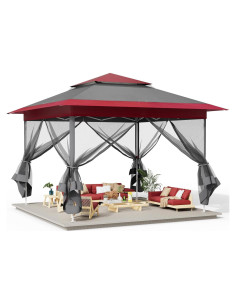 Carpa Gazebo Pop Up Arlopu 13FTx13FT Burdeos Impermeable