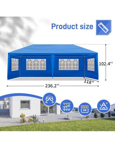 Carpa de Fiesta Exterior 3x6m DESIGNSCAPE3D Azul Impermeable