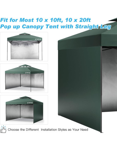 Pared Lateral Carpa Instantánea Cyfie 3.05x3.05m Verde