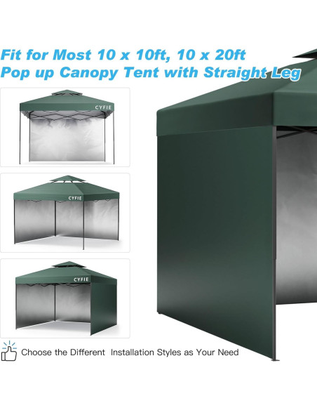 Pared Lateral Carpa Instantánea Cyfie 3.05x3.05m Verde
