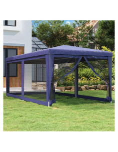 Carpa de Fiesta ANYCHOLE 2.95m x 5.97m HDPE Azul con 6 Paredes