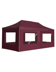 Carpa de Fiesta Plegable YELWHI 5.8x3m Rojo Vino con Paneles