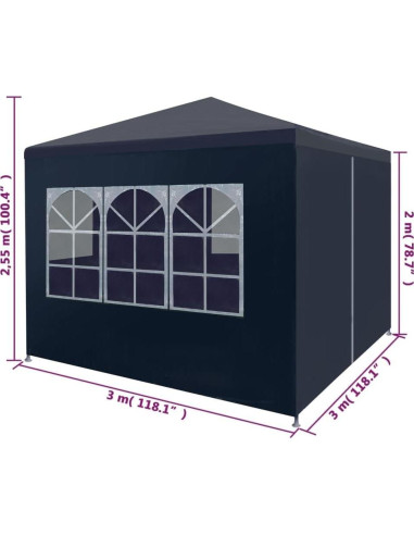 Carpa de Fiesta 3x3m EVERSTRO Azul Resistente UV y Agua