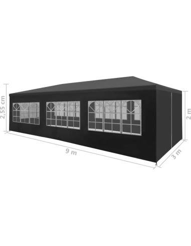 Carpa de Fiesta EVERSTRO 3x9m Antracita Resistente al Agua