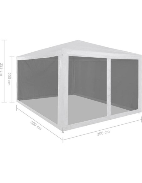 Carpa de Fiesta EVERSTRO 2.99m x 2.99m con Paredes de Malla