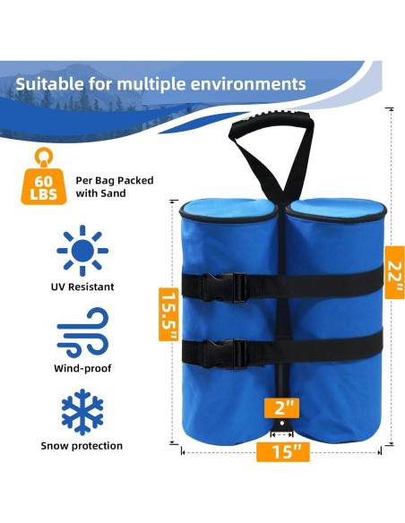 Juego de 4 Bolsas de Arena Kitwing 27 kg para Carpa Azul