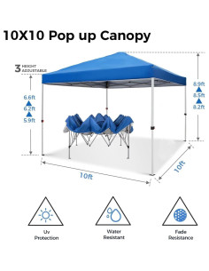 Tienda de Dosel Plegable Fitenlor 3.05x3.05m Impermeable Azul 2