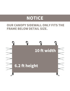 Pared Lateral para Carpa de Dosel MOQI 3.05x3.05m Caqui 2