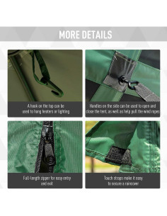 Carpa Plegable para Camping QiMaieeUSA 2.16x2.16m Verde 2