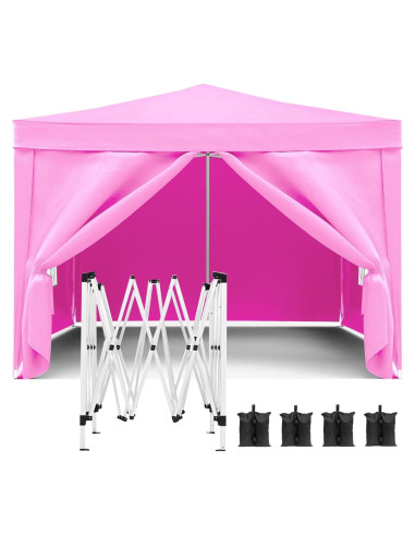 Carpa Plegable YJSPSSW 3x3m con 4 Paredes Removibles Rosa