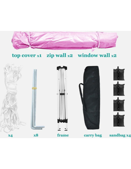 Carpa Plegable YJSPSSW 3x3m con 4 Paredes Removibles Rosa Carpa Plegable YJSPSSW 3x3m con 4 Paredes Removibles Rosa