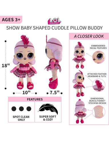 Almohada de Abrazo LOL Surprise Show Baby Franco 45 cm