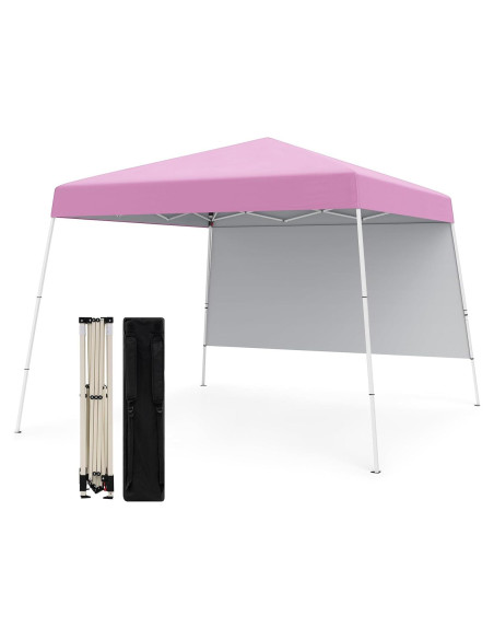 Carpa Plegable Tangkula 3x3m Rosa con Pared Lateral UPF 50+