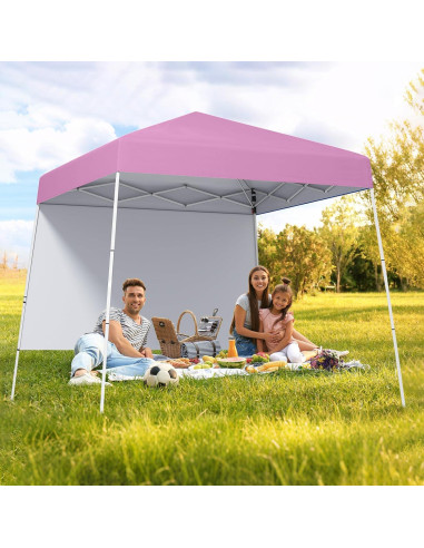 Carpa Plegable Tangkula 3x3m Rosa con Pared Lateral UPF 50+