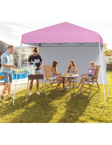 Carpa Plegable Tangkula 3x3m Rosa con Pared Lateral UPF 50+