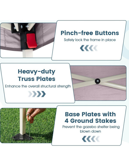 Carpa Plegable Tangkula 3x3m Rosa con Pared Lateral UPF 50+