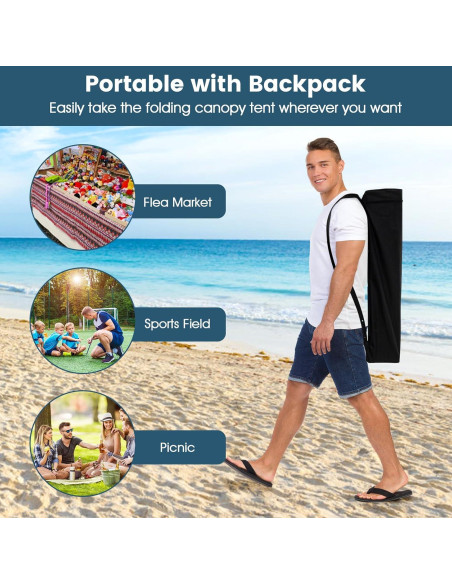 Carpa Plegable Tangkula 3x3m Rosa con Pared Lateral UPF 50+