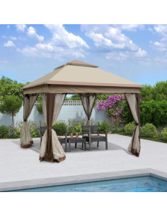 Gazebo Plegable 3.35x3.35m XAHZSM con Techo Doble y Malla 2
