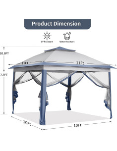 Carpa Plegable GDY 3.35x3.35m con Mosquitera Azul 2