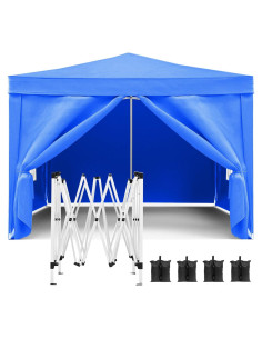 Carpa Plegable 3x3m Genérico Azul con 4 Paredes Removibles