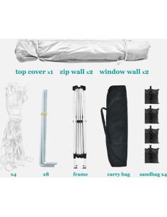 Carpa Plegable 3x3m Genérico Azul con 4 Paredes Removibles 2