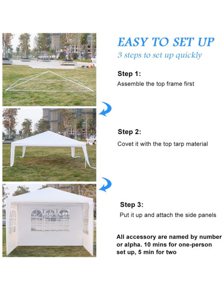 Carpa Plegable 3x3m AMOPA Blanca Impermeable para Eventos