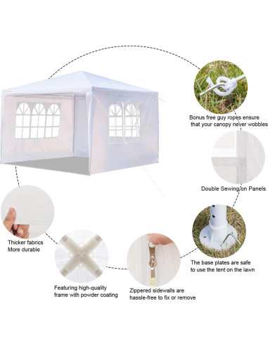 Carpa Plegable 3x3m AMOPA Blanca Impermeable para Eventos
