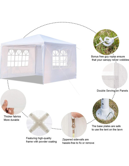 Carpa Plegable 3x3m AMOPA Blanca Impermeable para Eventos