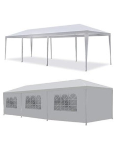 Carpa Gazebo Impermeable Smartxchoices 3x9m Blanca con Paredes