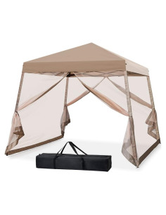 Carpa de Dosel Plegable INTER HUT 3x3m Beige con Malla