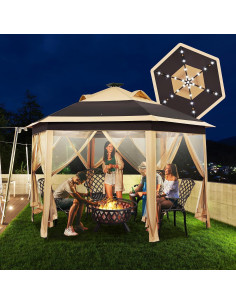 Gazebo Plegable Topeakmart 3.96x3.96m con 25 Luces LED 2