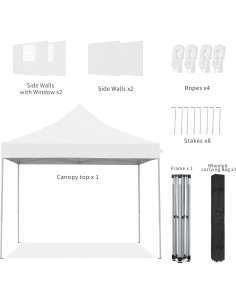 Carpa Plegable GDY 3x3m con 4 Paredes Laterales - Blanca 2