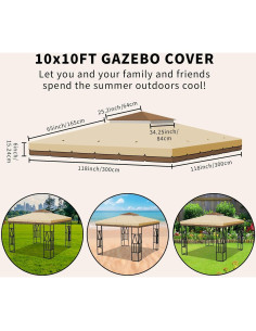 Cubierta de Gazebo Homegroove 3x3m Impermeable Doble Techo 2