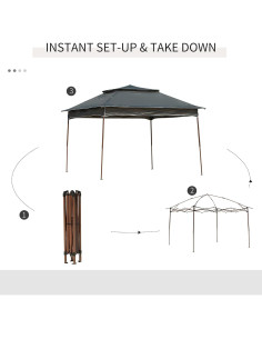 Carpa Plegable Adigyco 3.25x3.25m Gris Oscuro con Red 2